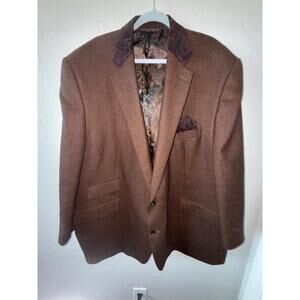 TALLIA Blazer Mens 54R 100% Wool Brown Classic Tailored Sophisticated‎ Vintage